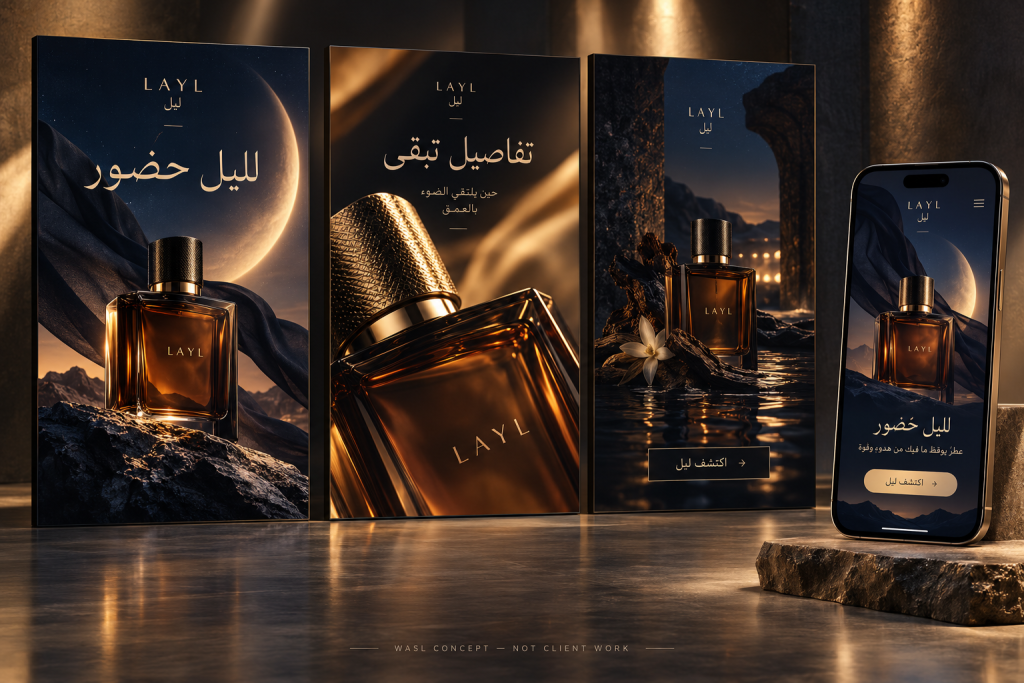 ليل — تصور لاتجاه حملة عطر — مشروع خيالي غير تجاري